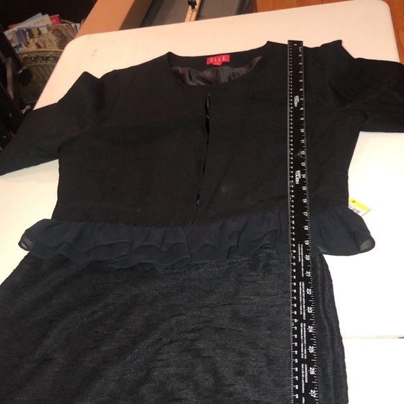 Studio M black size medium skirt semi tiered sheer lined pull on stretch - Picture 12 of 13